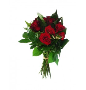 Μπουκέτο με 11 τριαντάφυλλα κόκκινα φυλλώματα